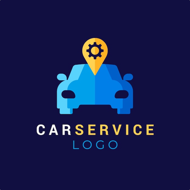 フラットなデザインの車サービスのロゴのテンプレート