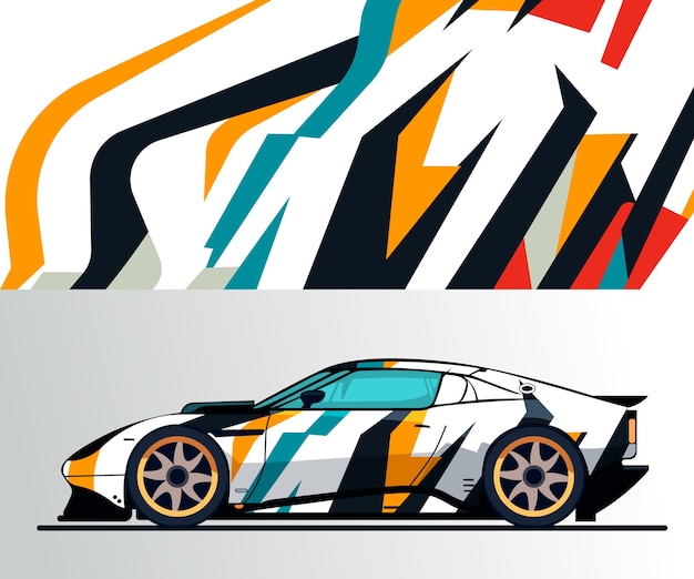 Flat design car wrap illustration