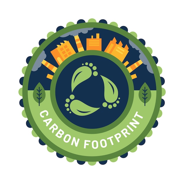 Free vector flat design carbon footprint label