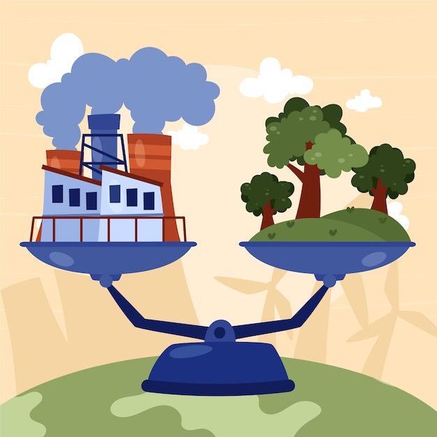 flat design carbon neutral illustration