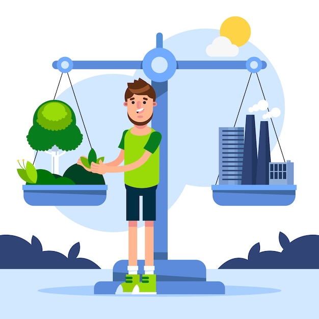 Flat design carbon neutral illustration