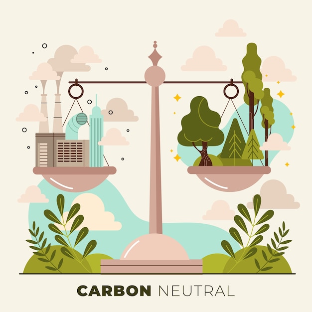 Flat design carbon neutral illustration