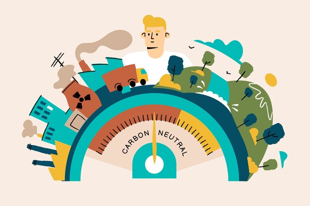 Flat design carbon neutral illustration