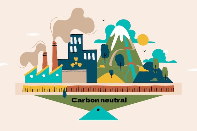 Flat design carbon neutral illustration