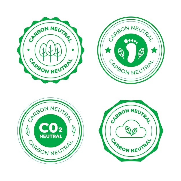 Free vector flat design carbon neutral labels and stamps