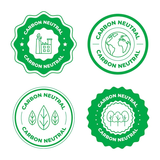 Free vector flat design carbon neutral labels and stamps