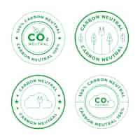 Vettore gratuito etichette e francobolli neutri di carbonio dal design piatto