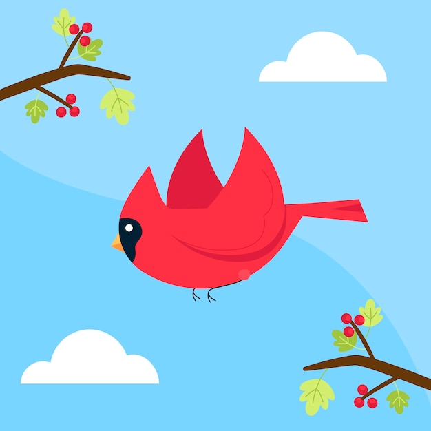 Free vector flat design cardinal bird illustration