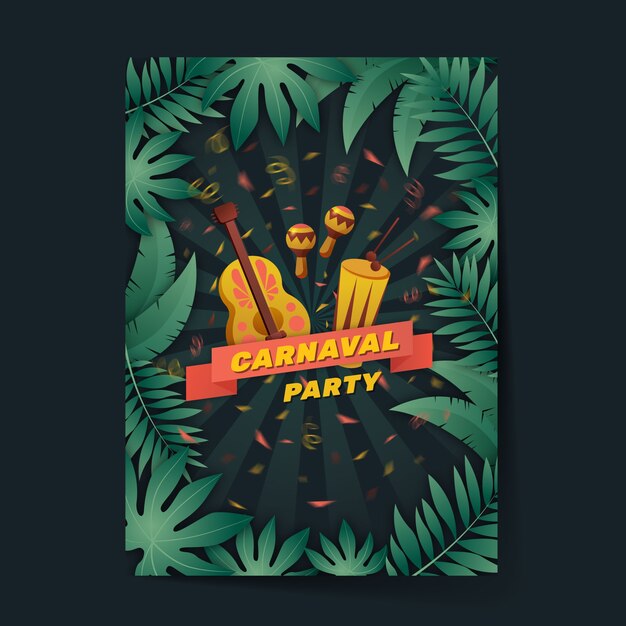 Flat design carnival party flyer template