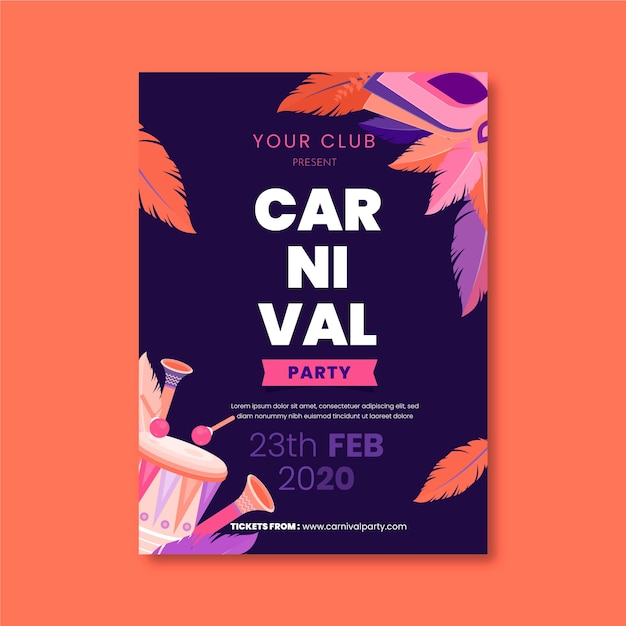 Flat design carnival party poster template theme