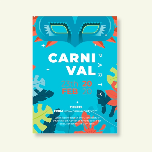 Flat design carnival party poster template