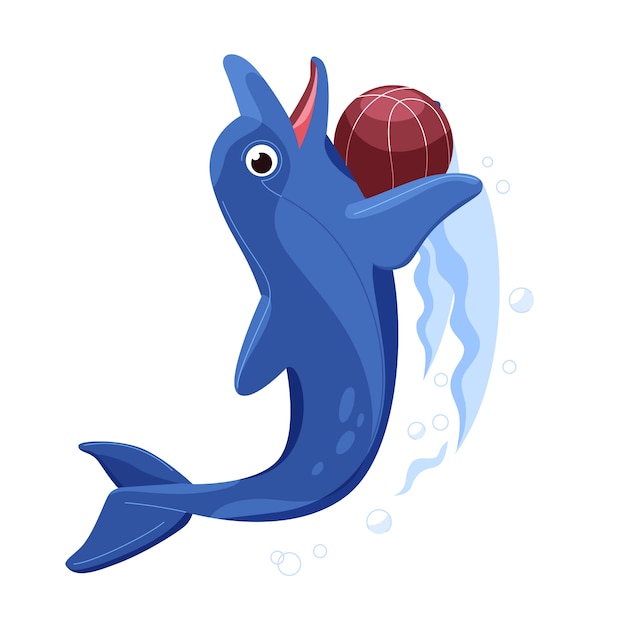 Free vector flat design cartoon dolphin  illustration