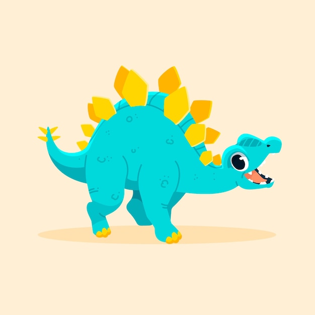 무료 벡터 평면 디자인 만화 stegosaurus 그림