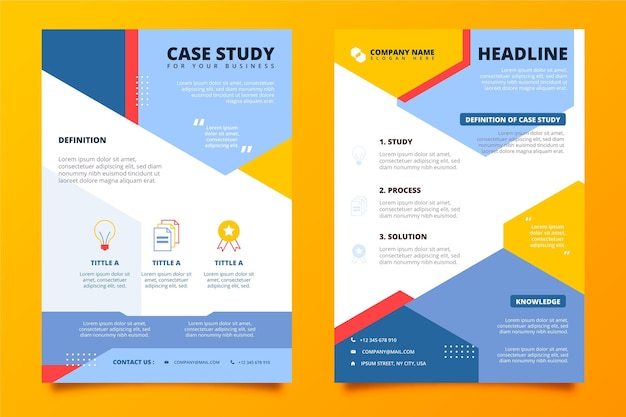 Flat design case study flyer template