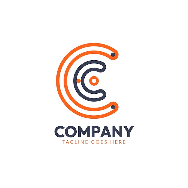 Шаблон логотипа cc в плоском дизайне