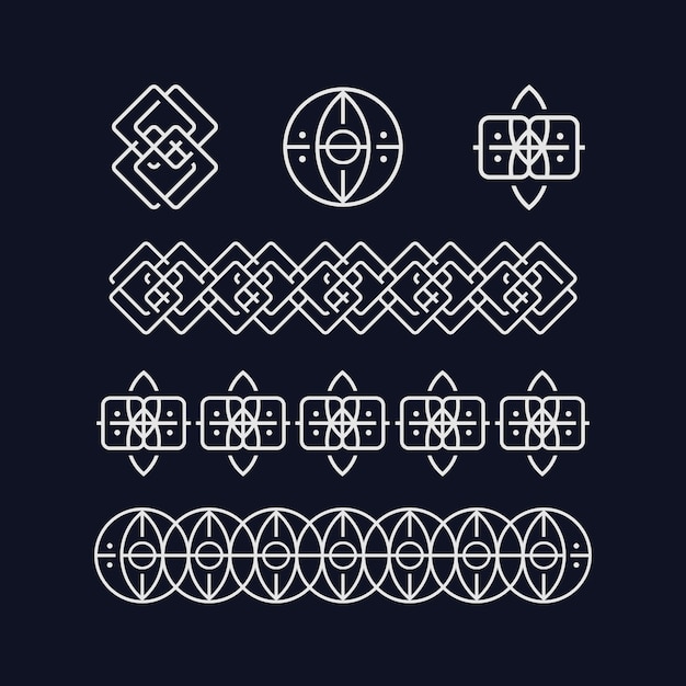 Flat design celtic borders design set