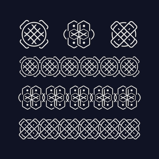 Flat design celtic borders design set