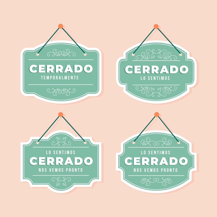무료 Vector 평면 디자인 cerrado 간판 컬렉션