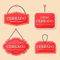 Free vector flat design cerrado signboard pack