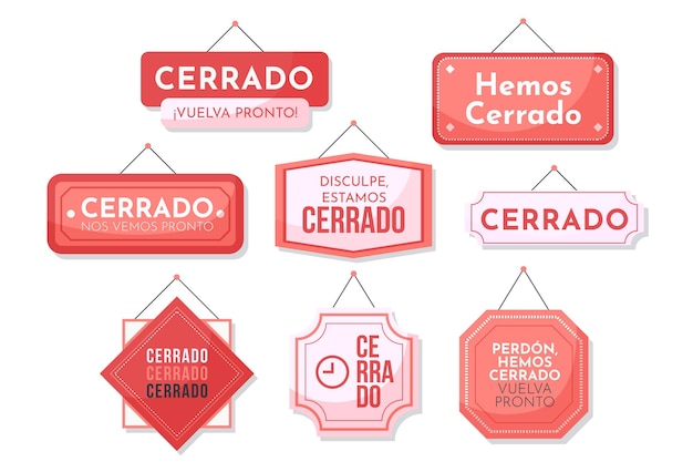 Flat design cerrado signboard pack