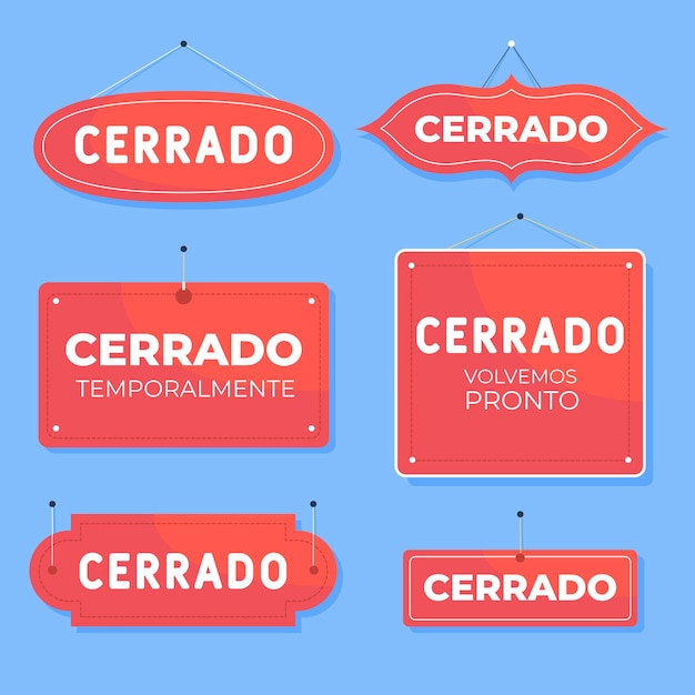 Flat design cerrado signboard pack