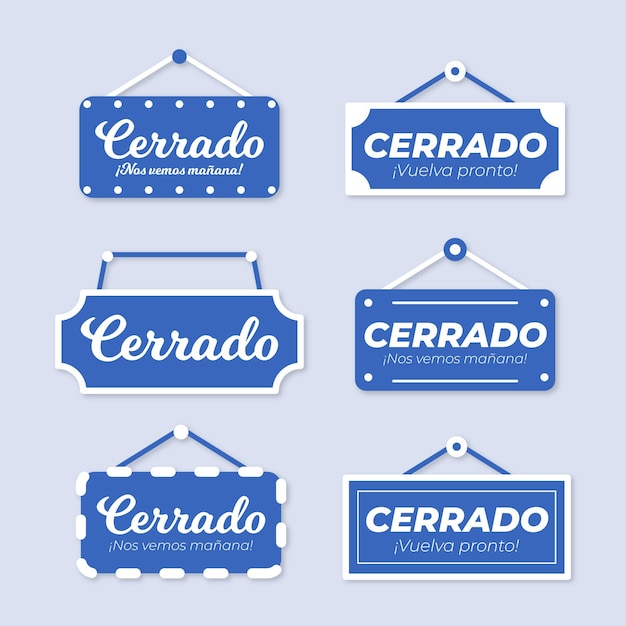 Flat design cerrado signboard set