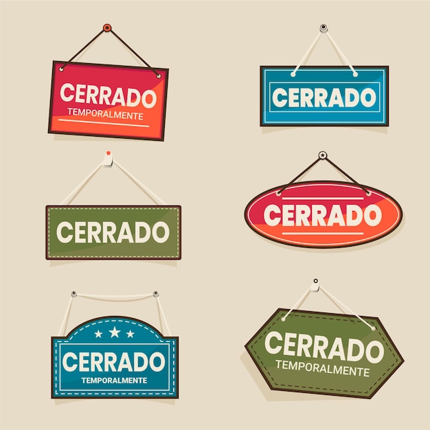 Flat design cerrado signboard set