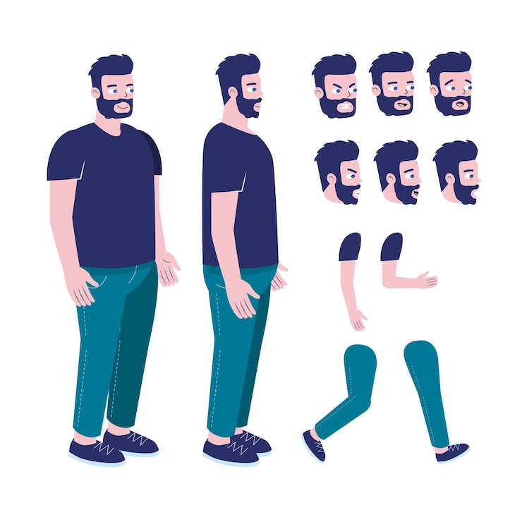 Free Vector flat design character animation frames