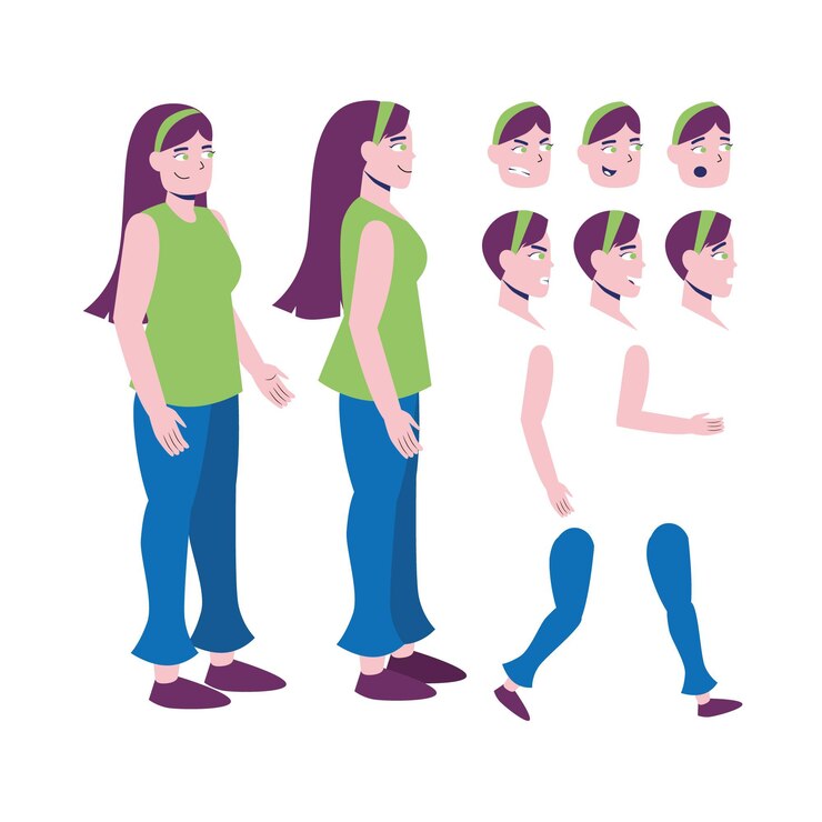 Free Vector flat design character animation frames