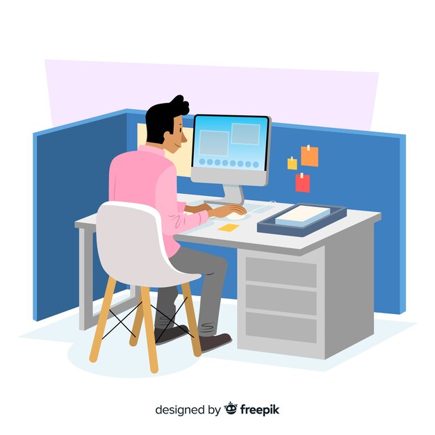 Flat design character office worker
