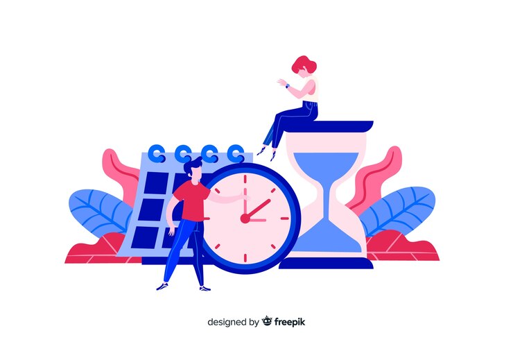 Free Vector flat design characters managing time 