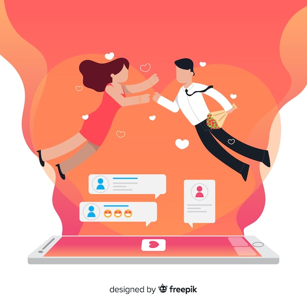 Vettore gratuito personaggi di design piatto con il concetto di app di incontri