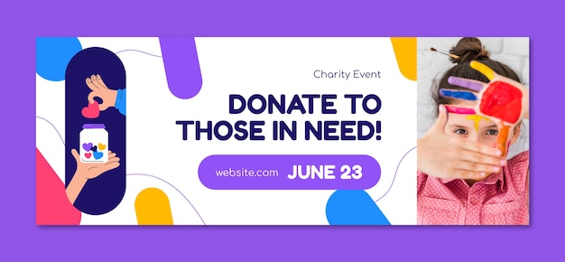 Flat design charity event facebook cover
