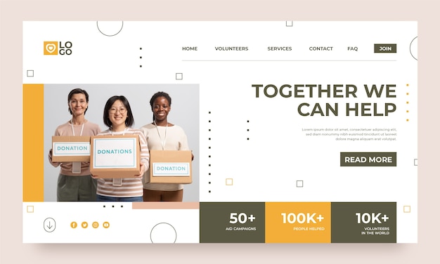 Free vector flat design charity event landing page