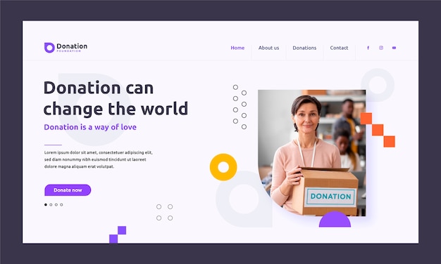 Free vector flat design charity event landing page