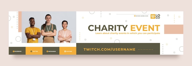flat design charity event twitch banner