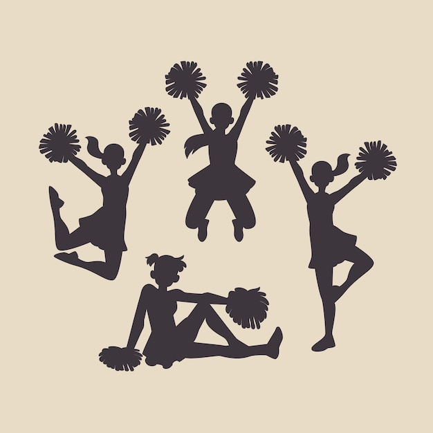 Free vector flat design cheerleader silhouette set