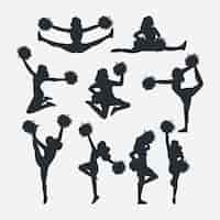 Free vector flat design cheerleader silhouette set
