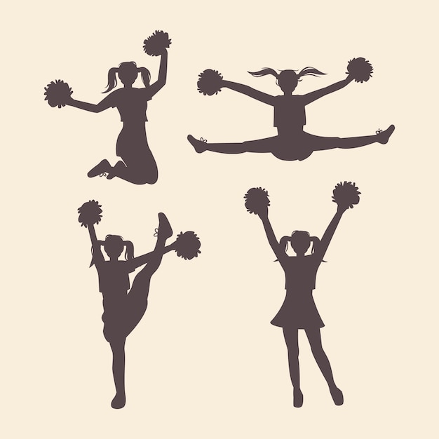 Free vector flat design cheerleader silhouettes