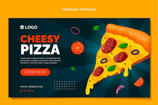 Free vector flat design cheesy pizza webinar