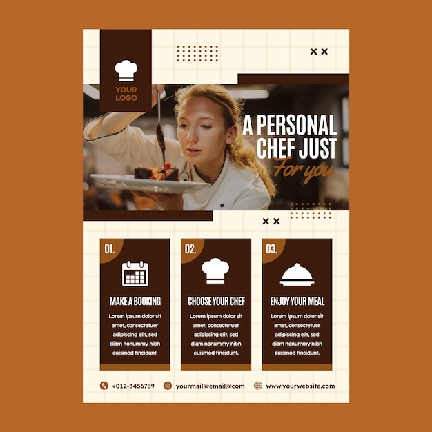 Flat design chef career poster template