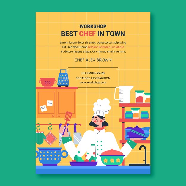 Flat design chef career poster