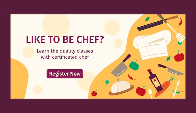 Vettore gratuito modello di banner di vendita di carriera chef design piatto