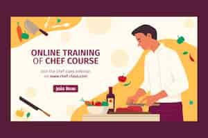 Free vector flat design chef career webinar template