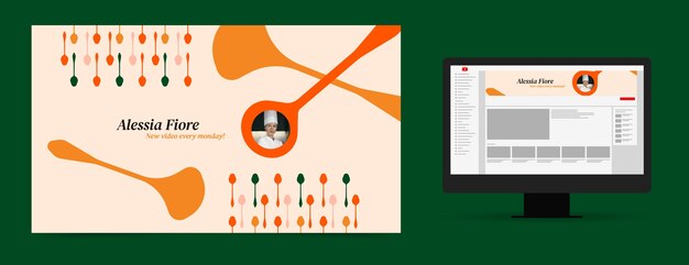 Flat design chef career youtube channel art