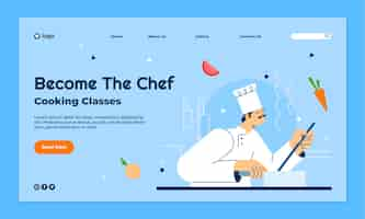 Free vector flat design chef cooking landing page