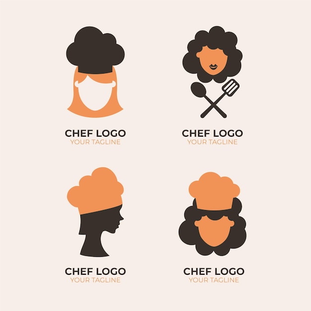 Flat design chef logo collection