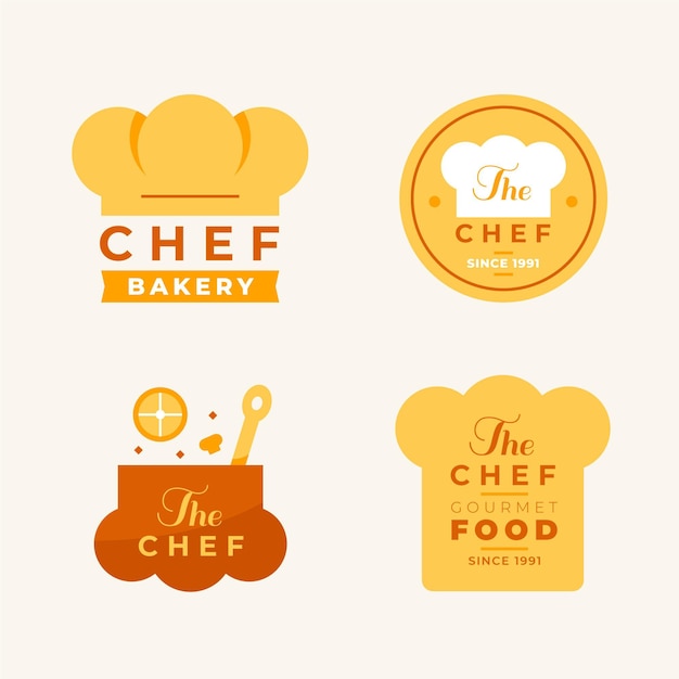 Free vector flat design chef logo collection