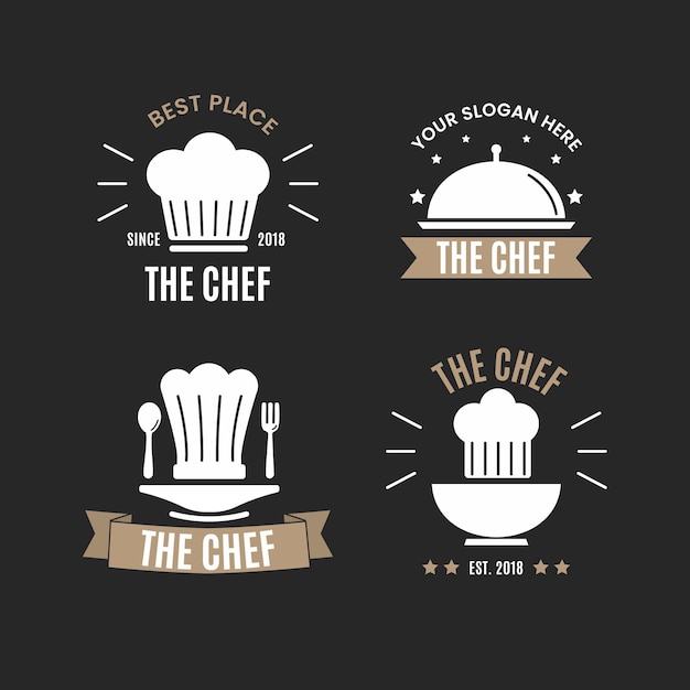 Плоский дизайн шаблона логотипа шеф-повара