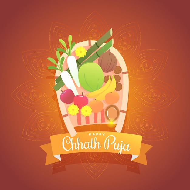 Free vector flat design chhath puja